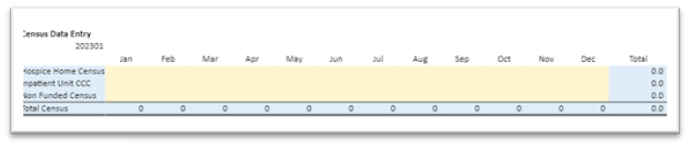 An input sheet one would enter census information into
