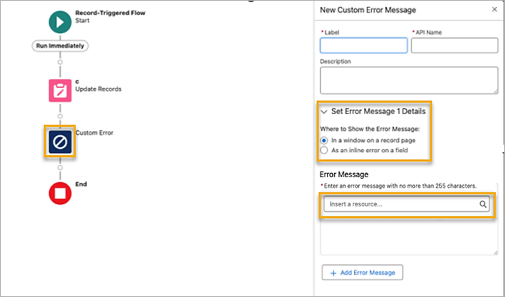 Error Messages Record Triggered Flow