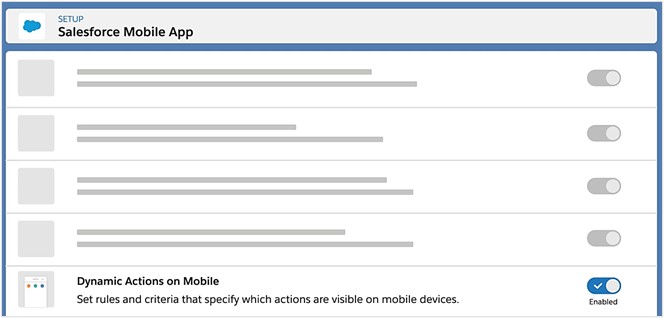 Use the toggle button to enable Dynamic Actions on mobile.
