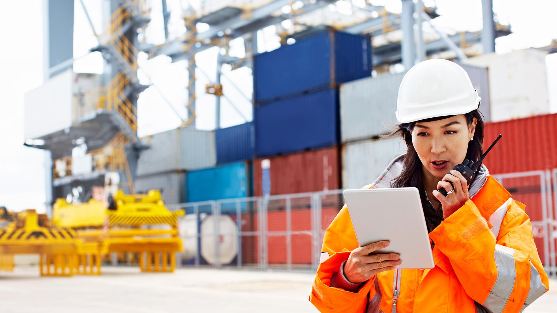 Woman working in construction